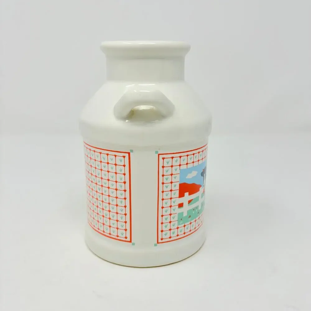 Vtg 80s Himark Peaches N Cream Cow Canister Utensils Trivet NOS Cottagecore